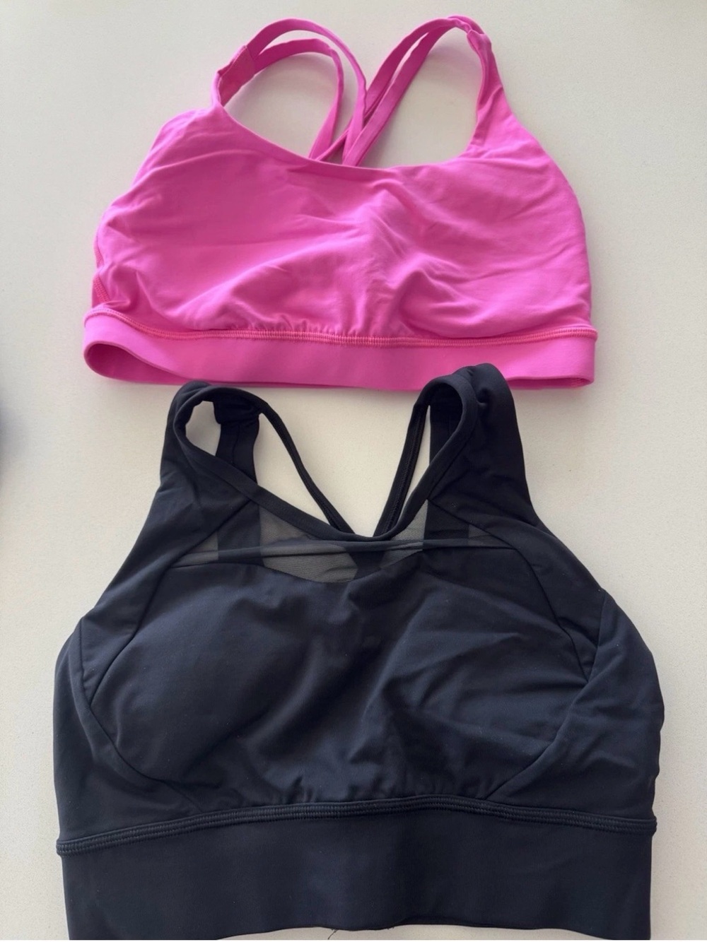 lululemon athletica Pink and Black Strappy Sports Bras